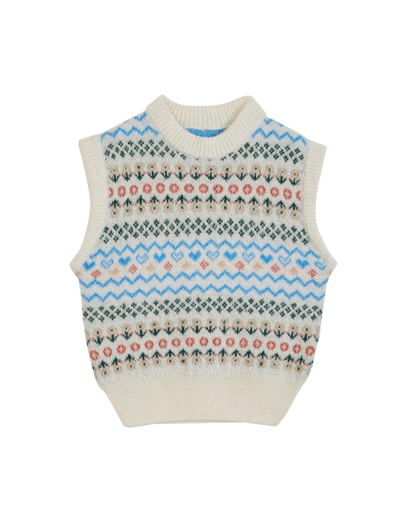 Pull sans manches jacquard écru