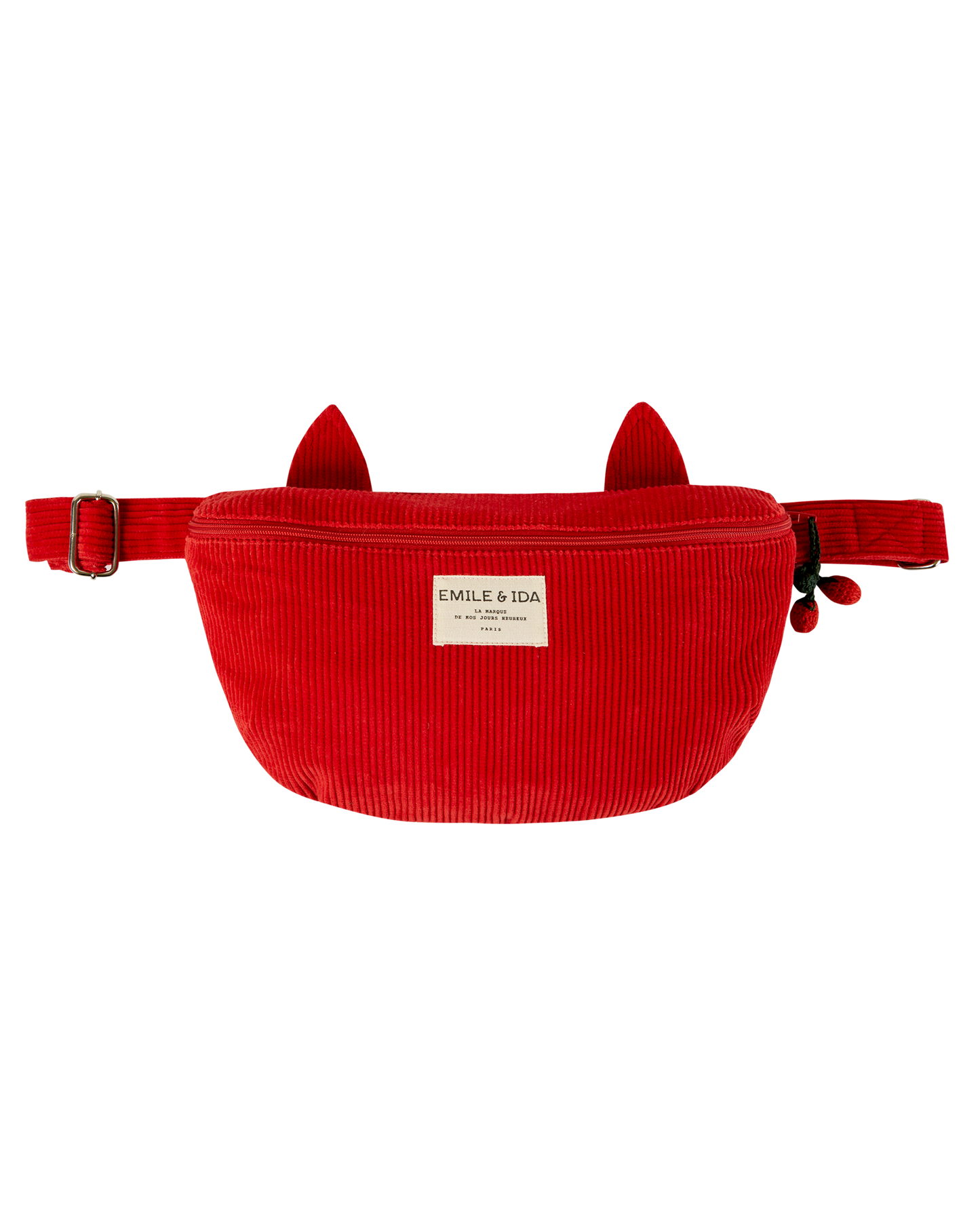 Sac banane chat velours rouge
