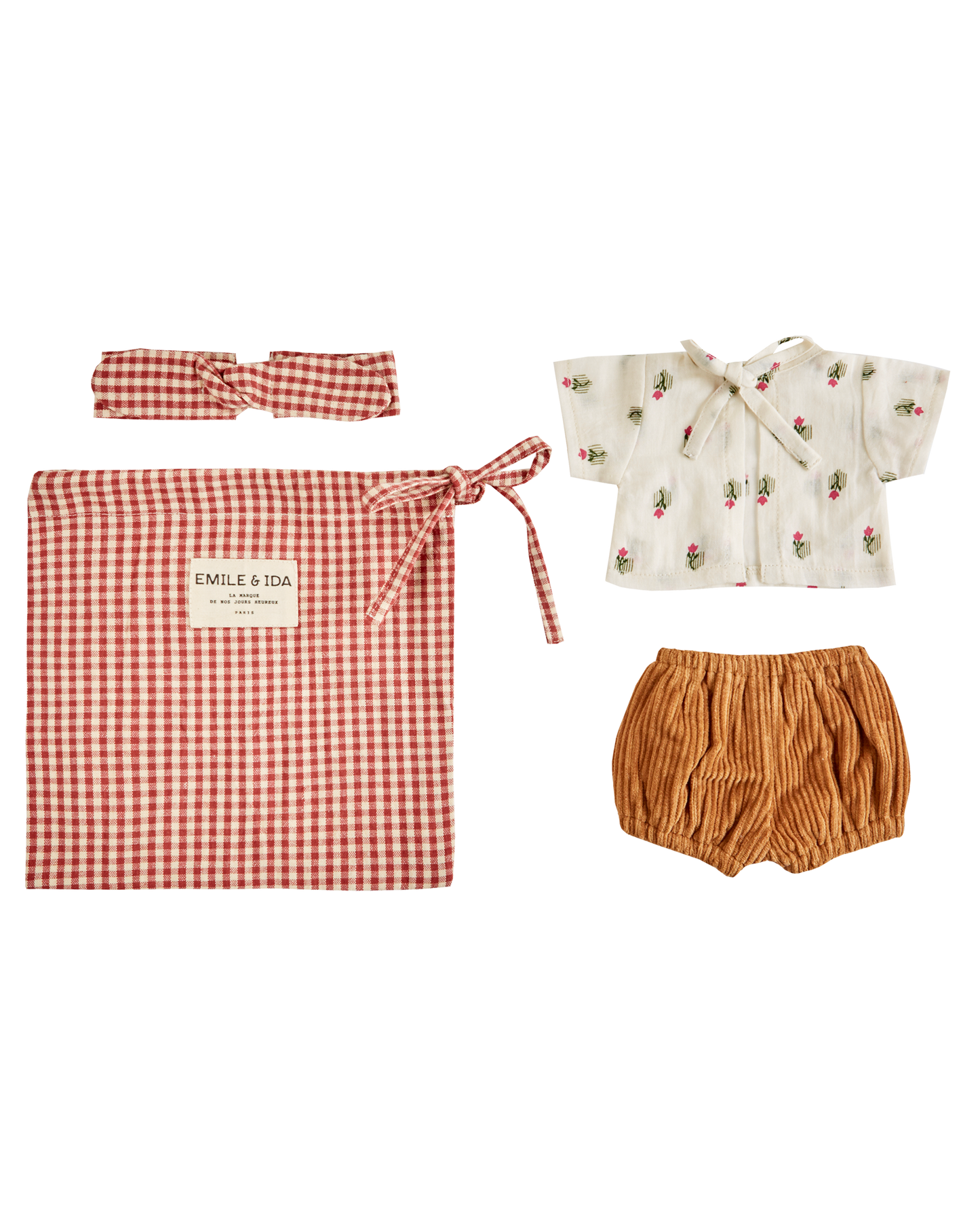 Ensemble poupée vichy framboise