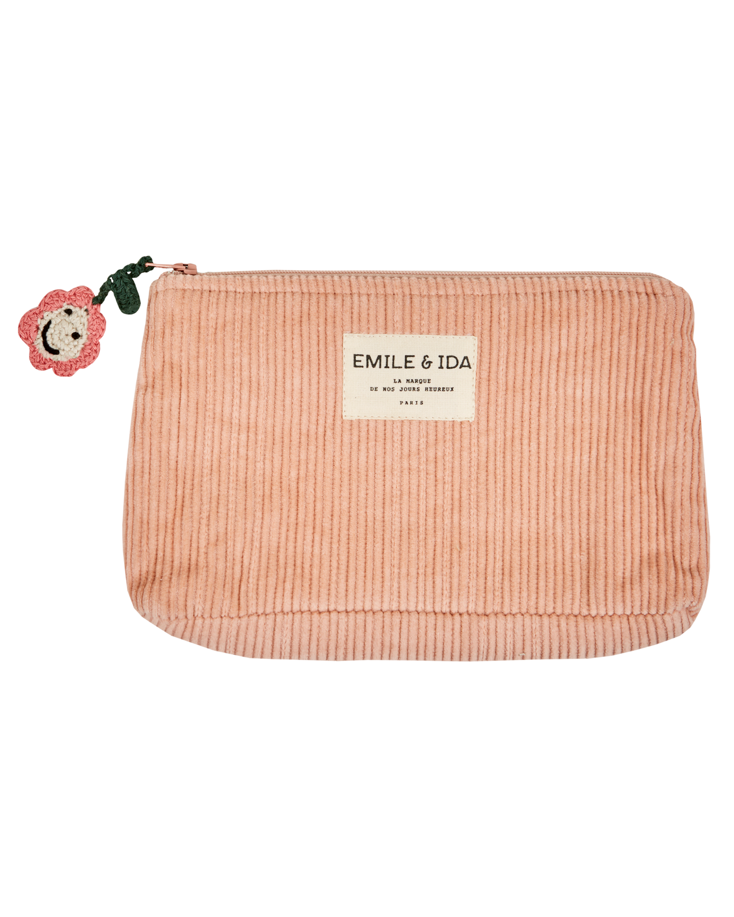 Trousse velours pivoine
