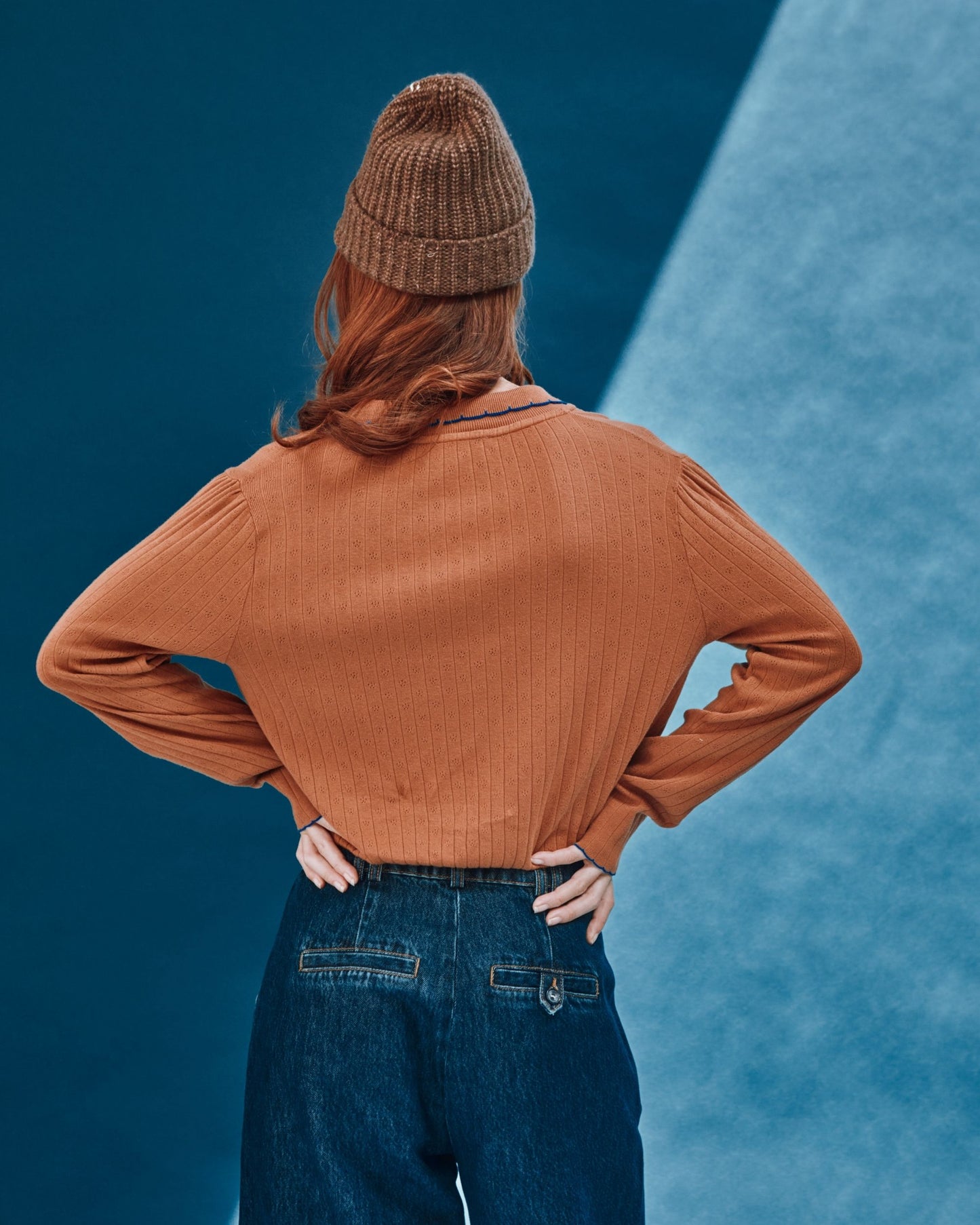 pecan pointelle polo shirt