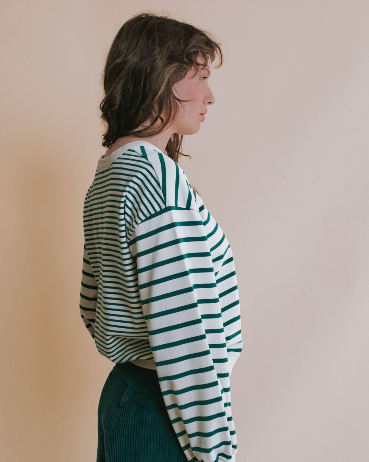 Sweat - Rayé vert et écru