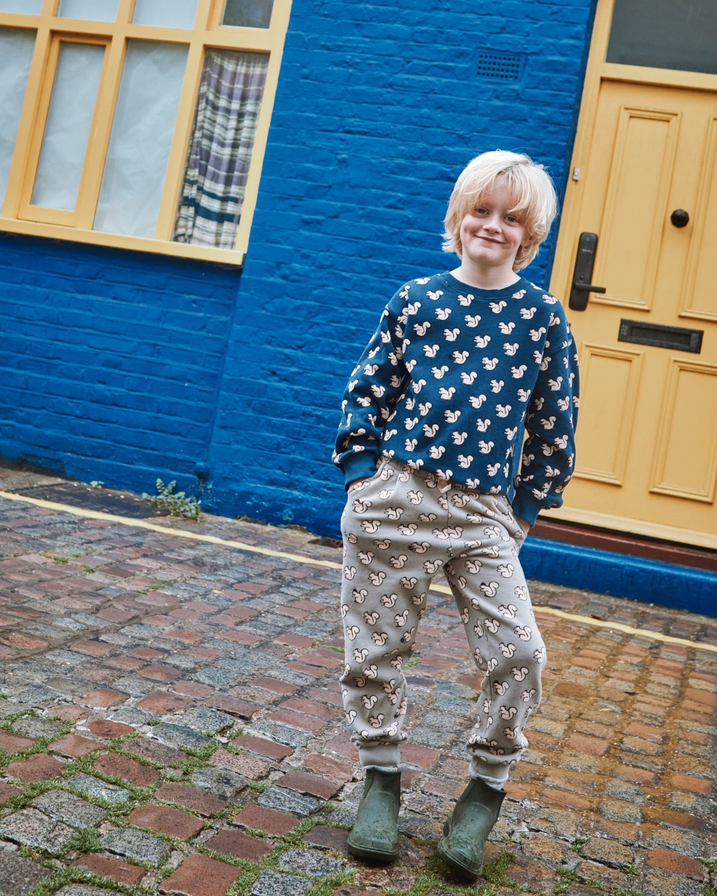 Sweat écureuils coton bio bleu nuit