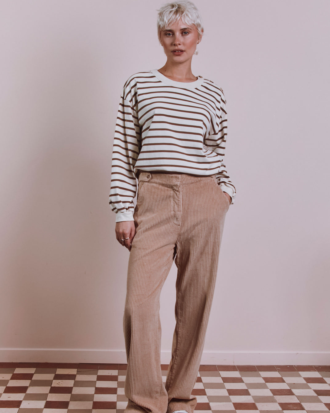 Pantalon - Velours cotelé beige