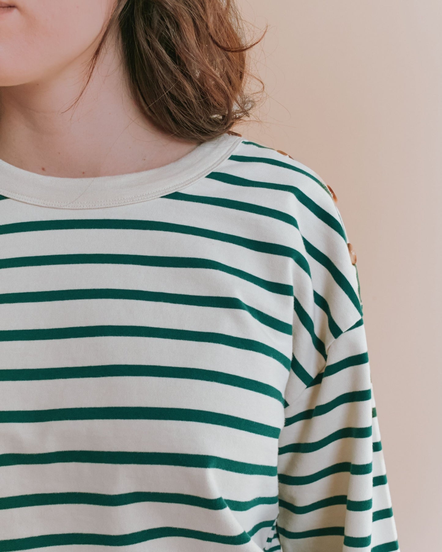 Sweat - Rayé vert et écru