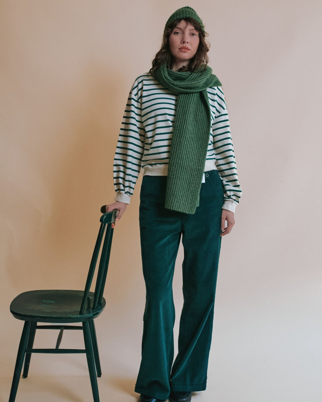 Pantalon - Velours cotelé vert forêt
