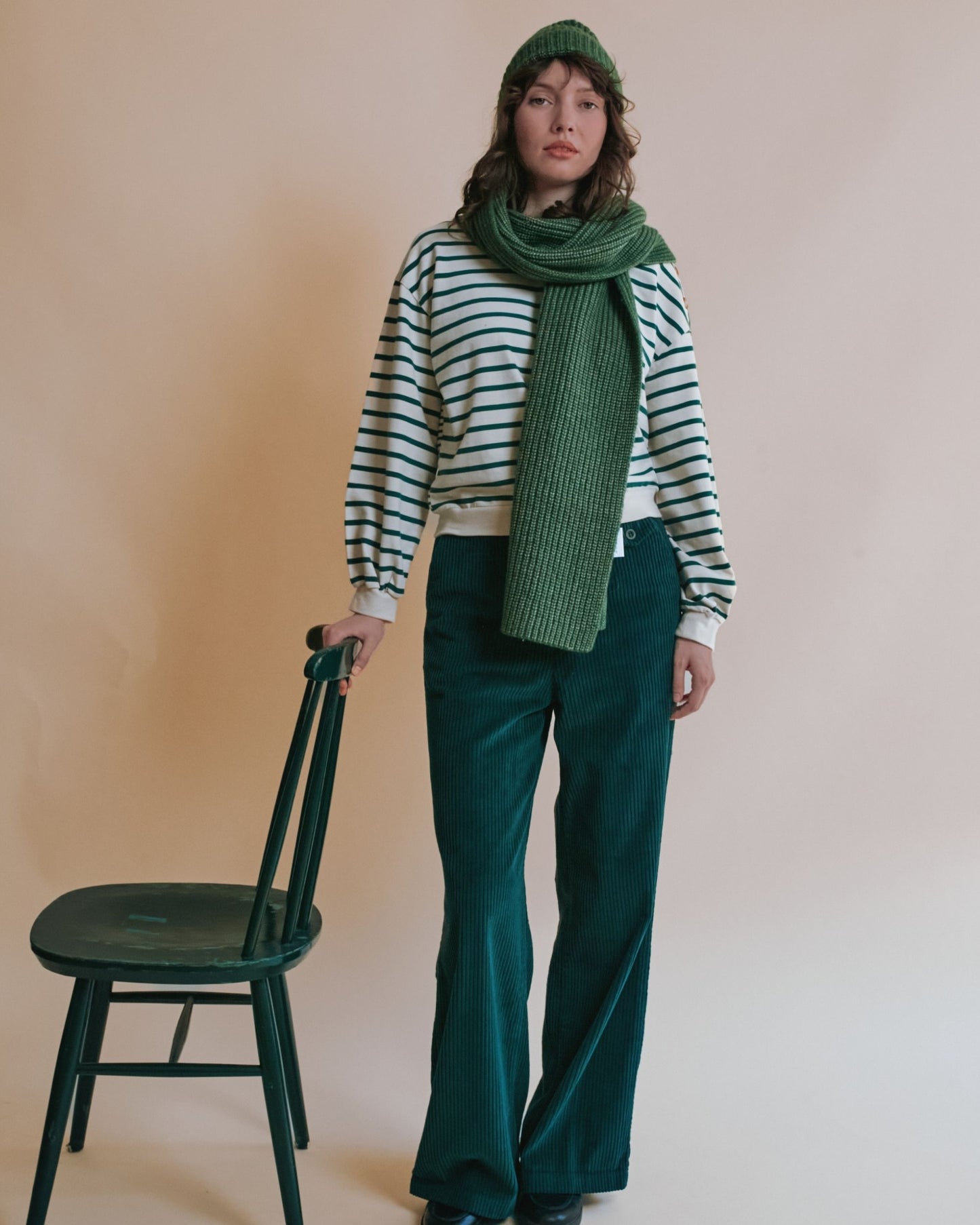 Pantalon - Velours cotelé vert forêt