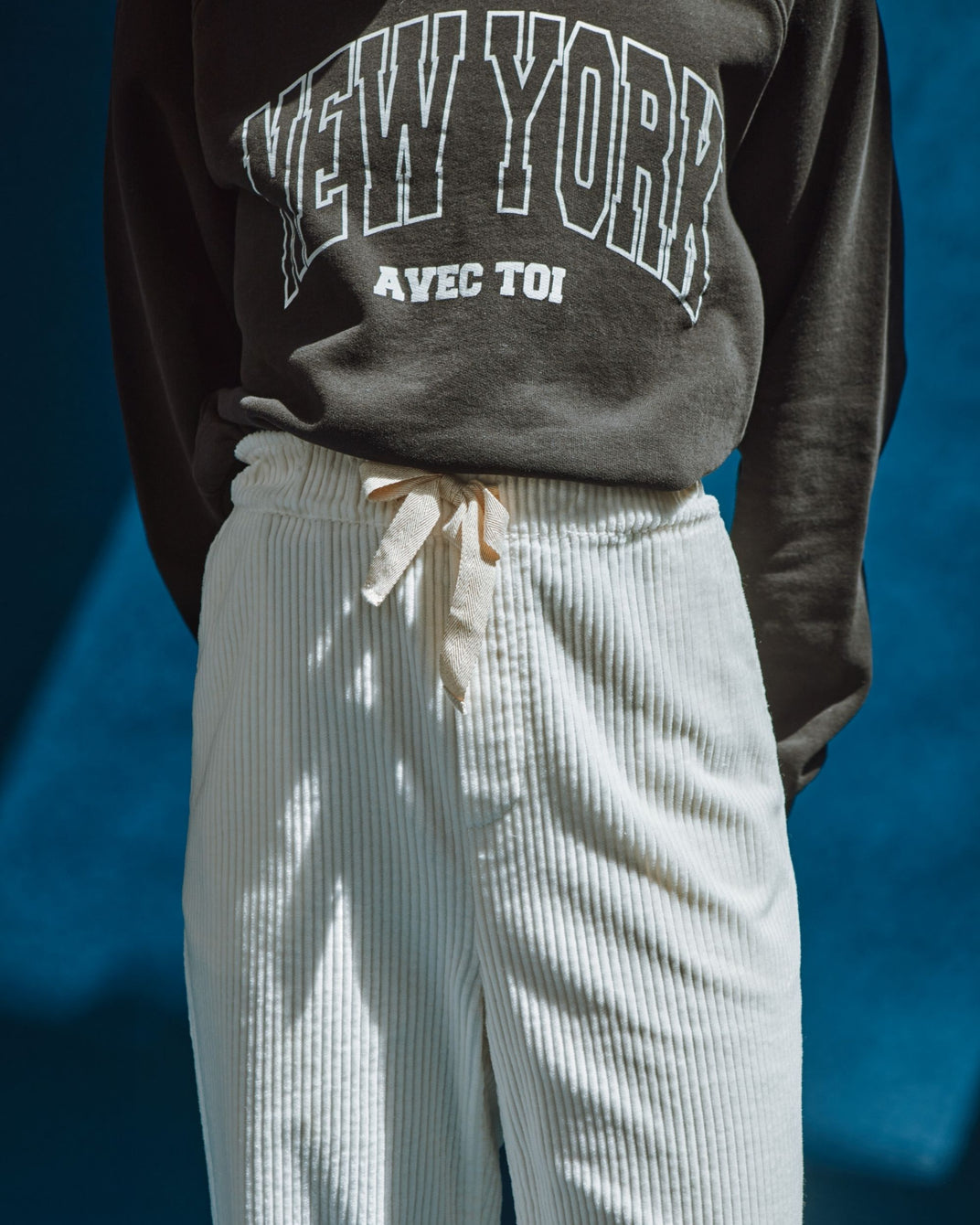 ecru elastic pants