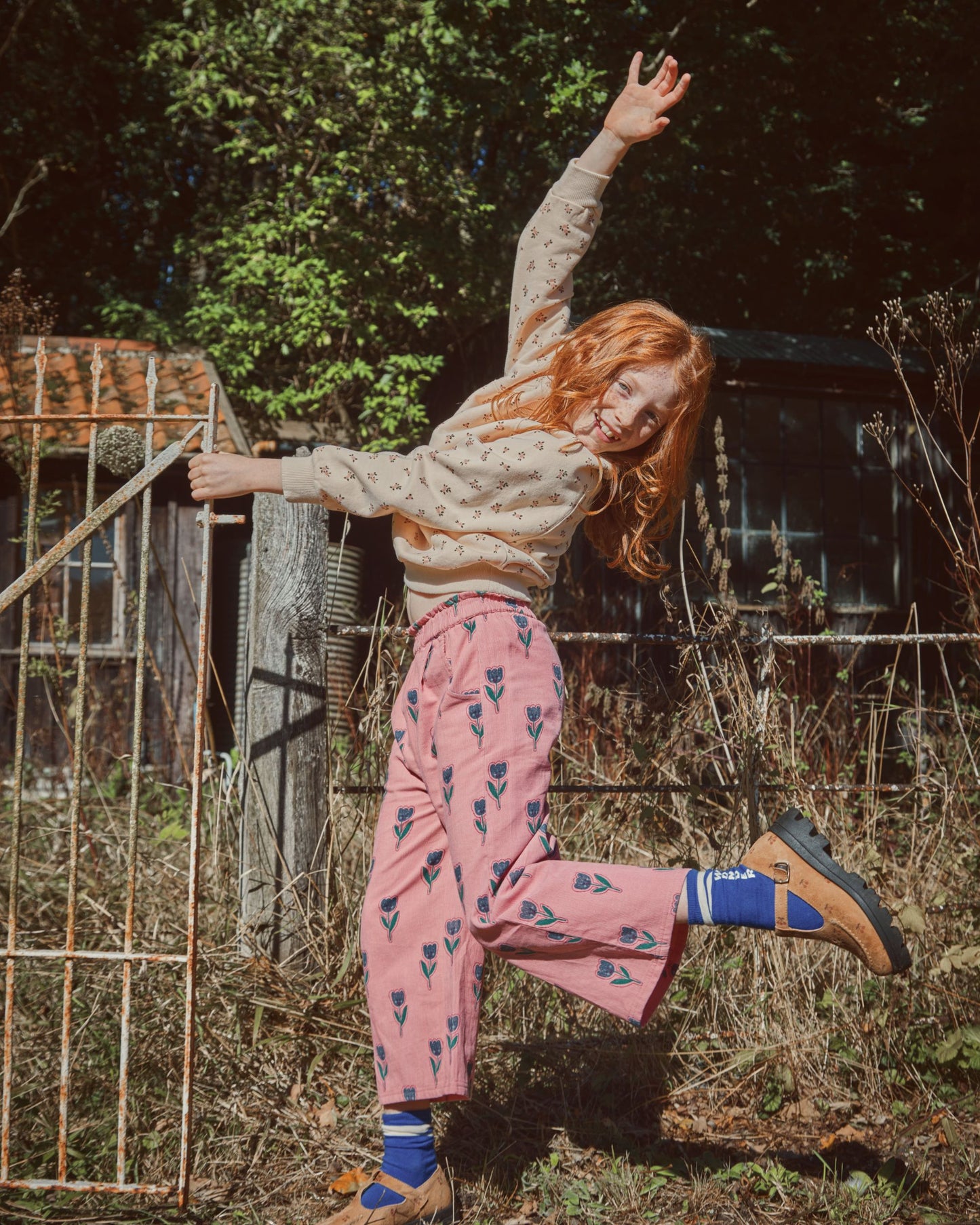 Sweat coton bio petite rose brioche