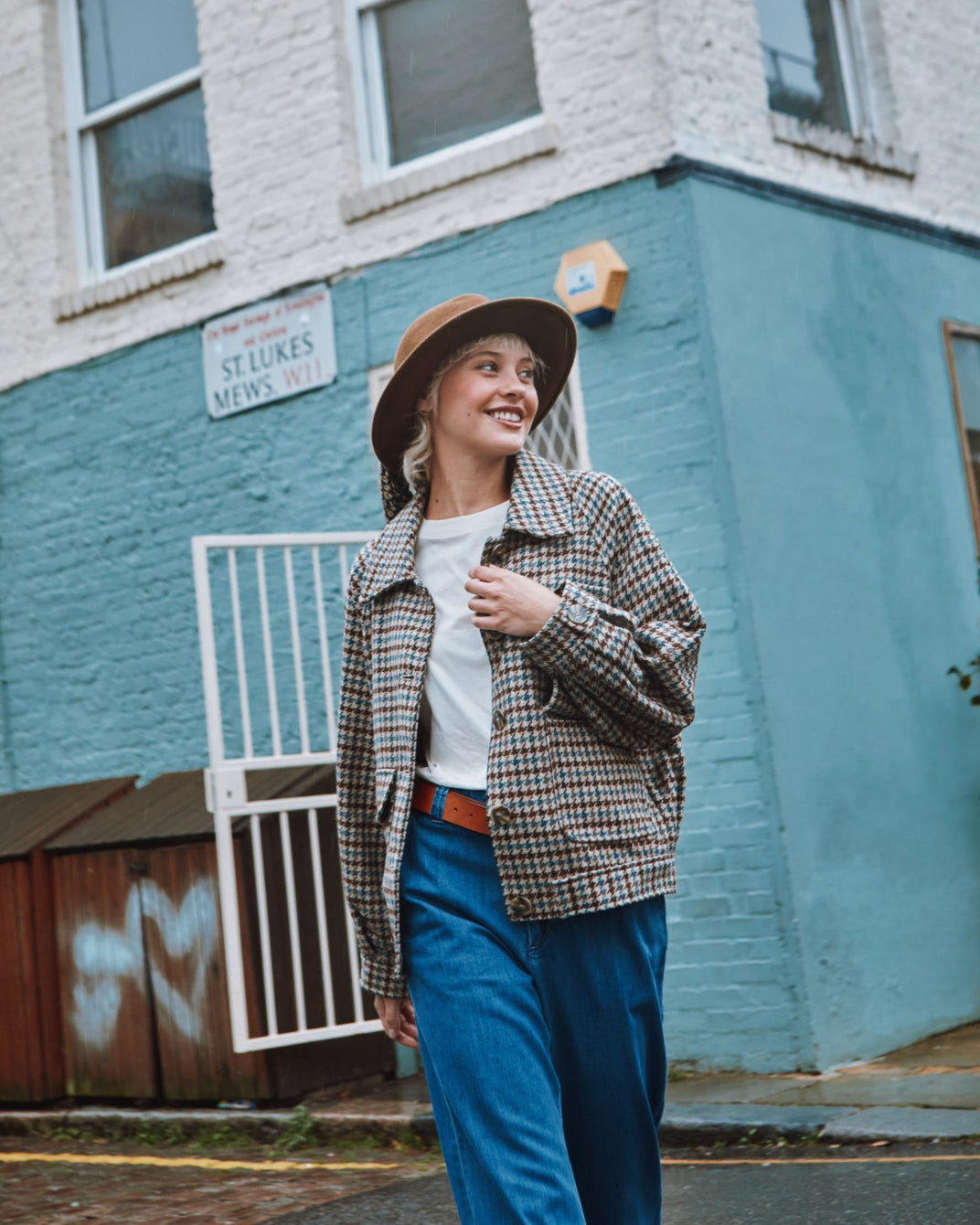 houndstooth badge jacket