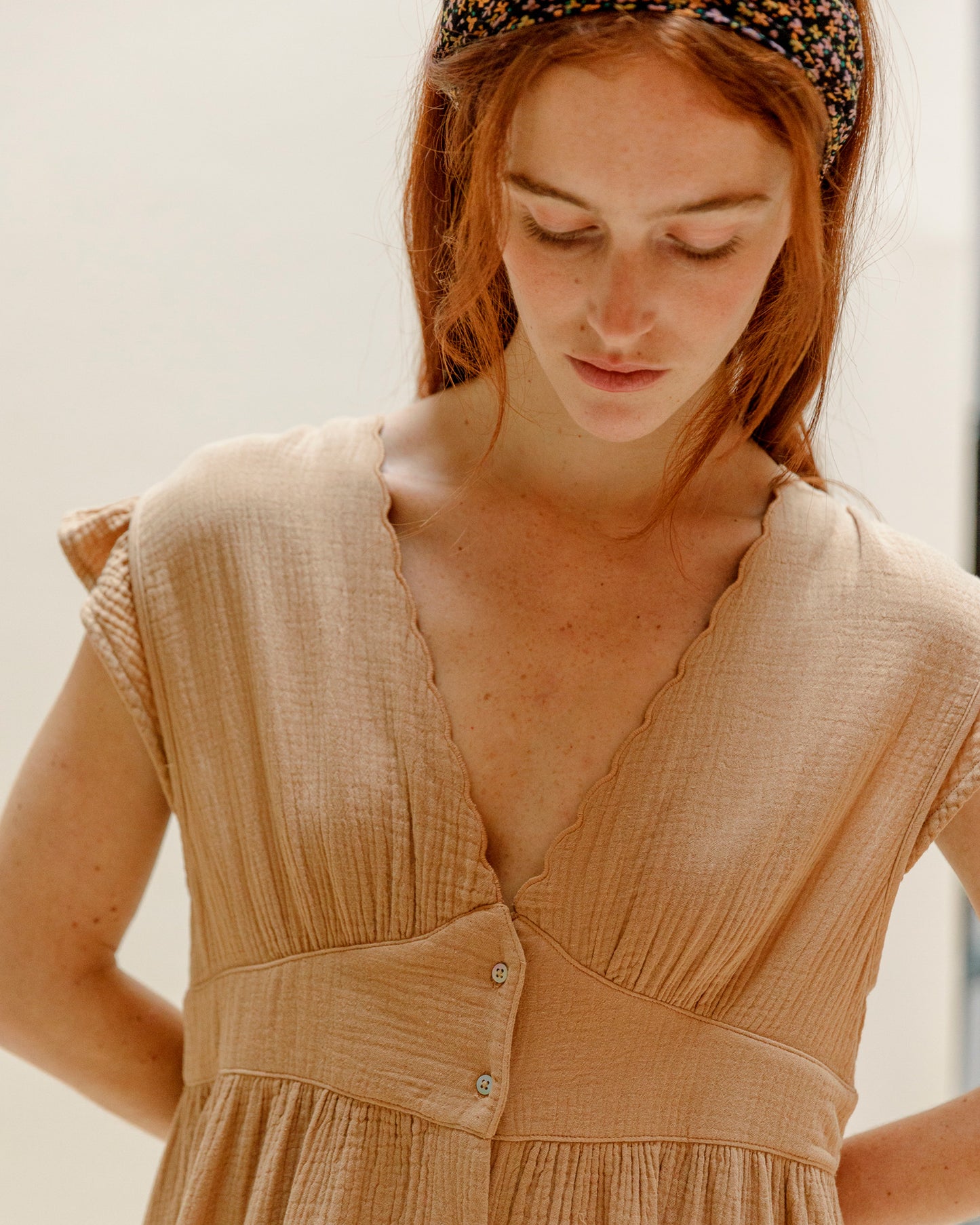 Robe - Midi gaze de coton miel