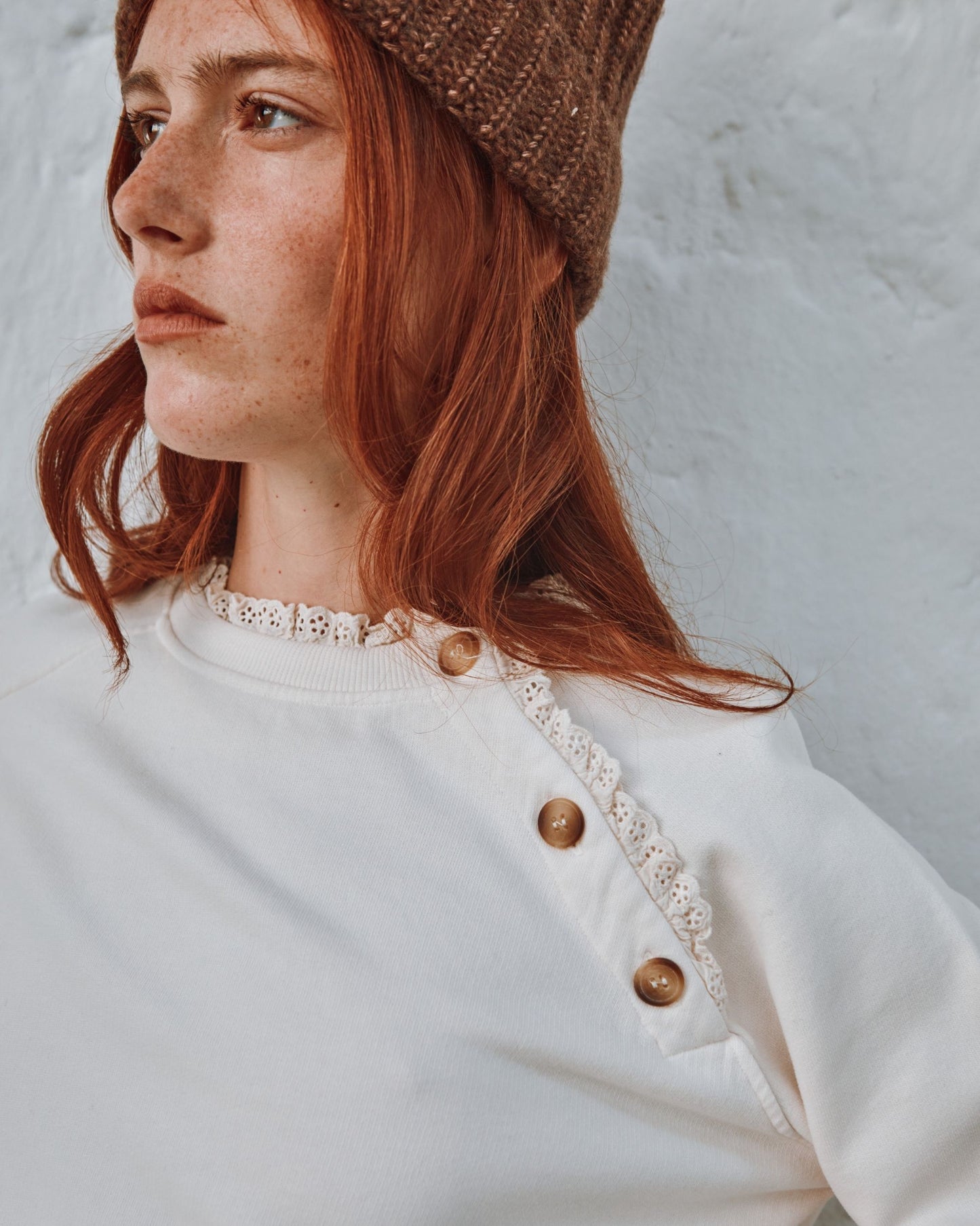 Sweat - Broderie anglaise écru