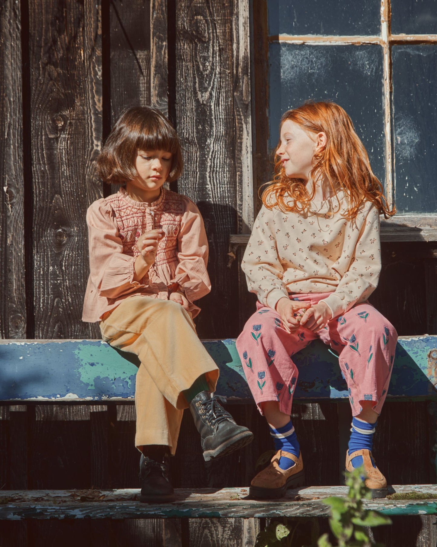 Blouse smockée poudre