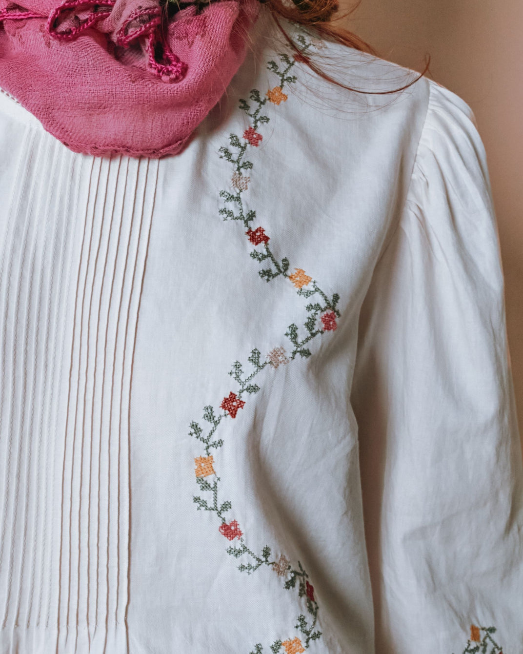 Blouse - Brodée point de croix écru