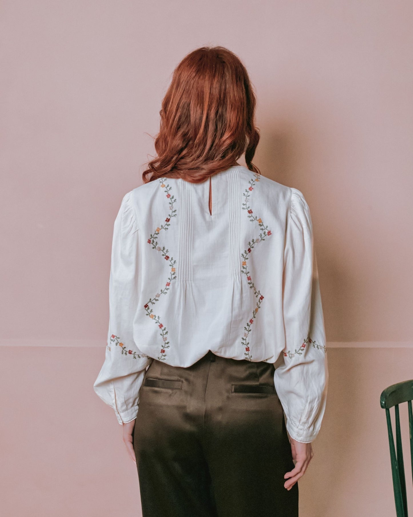 Blouse - Brodée point de croix écru