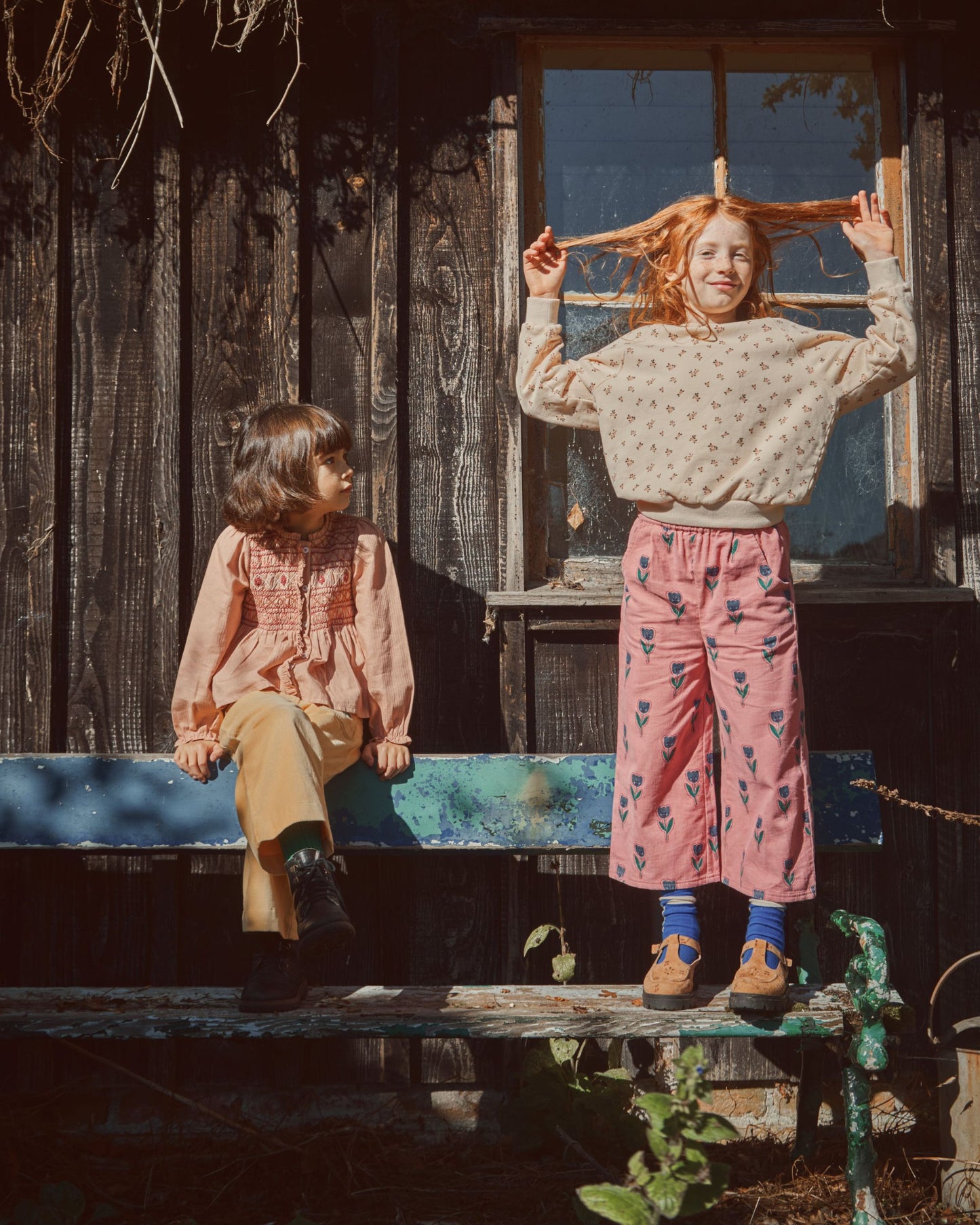 Sweat coton bio petite rose brioche