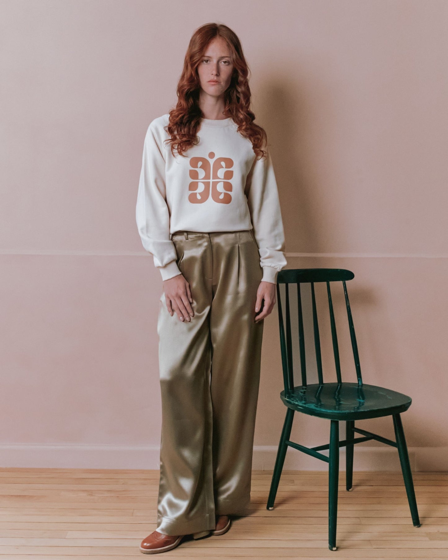 Pantalon - Satiné beige doré