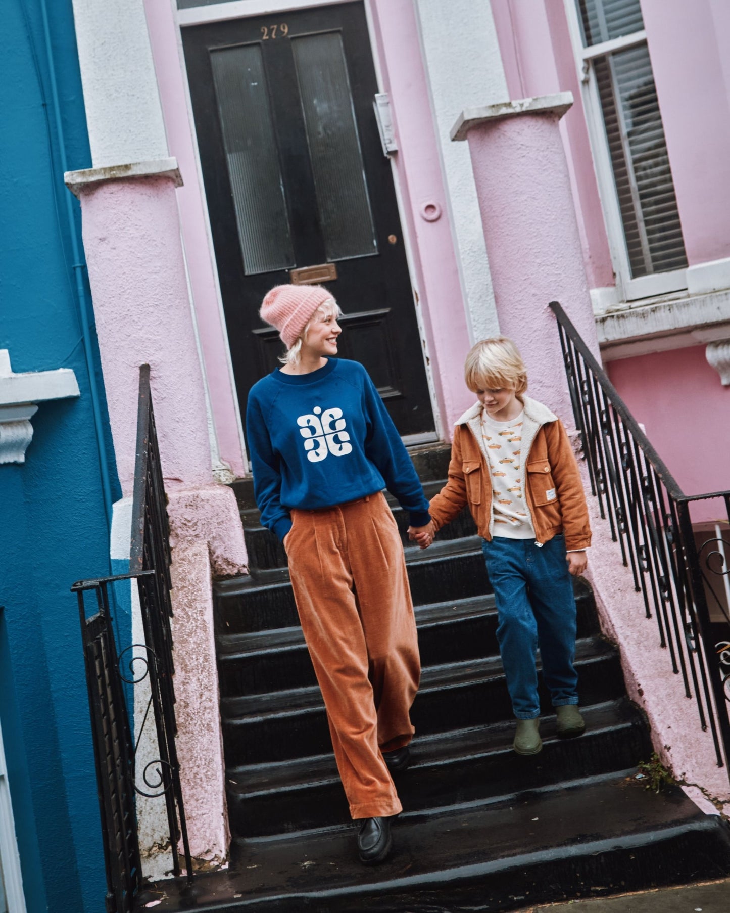 Sweat logo coton bio bleu foncé