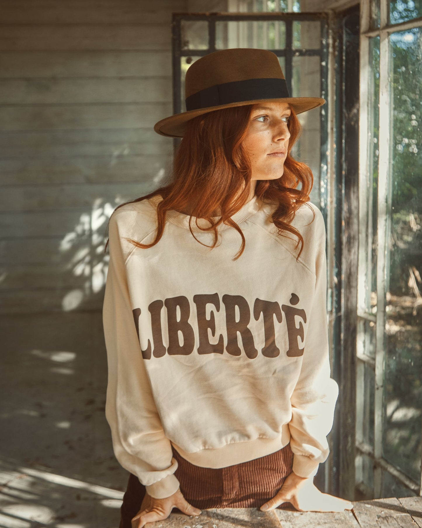 Sweat Liberté coton bio femme crème