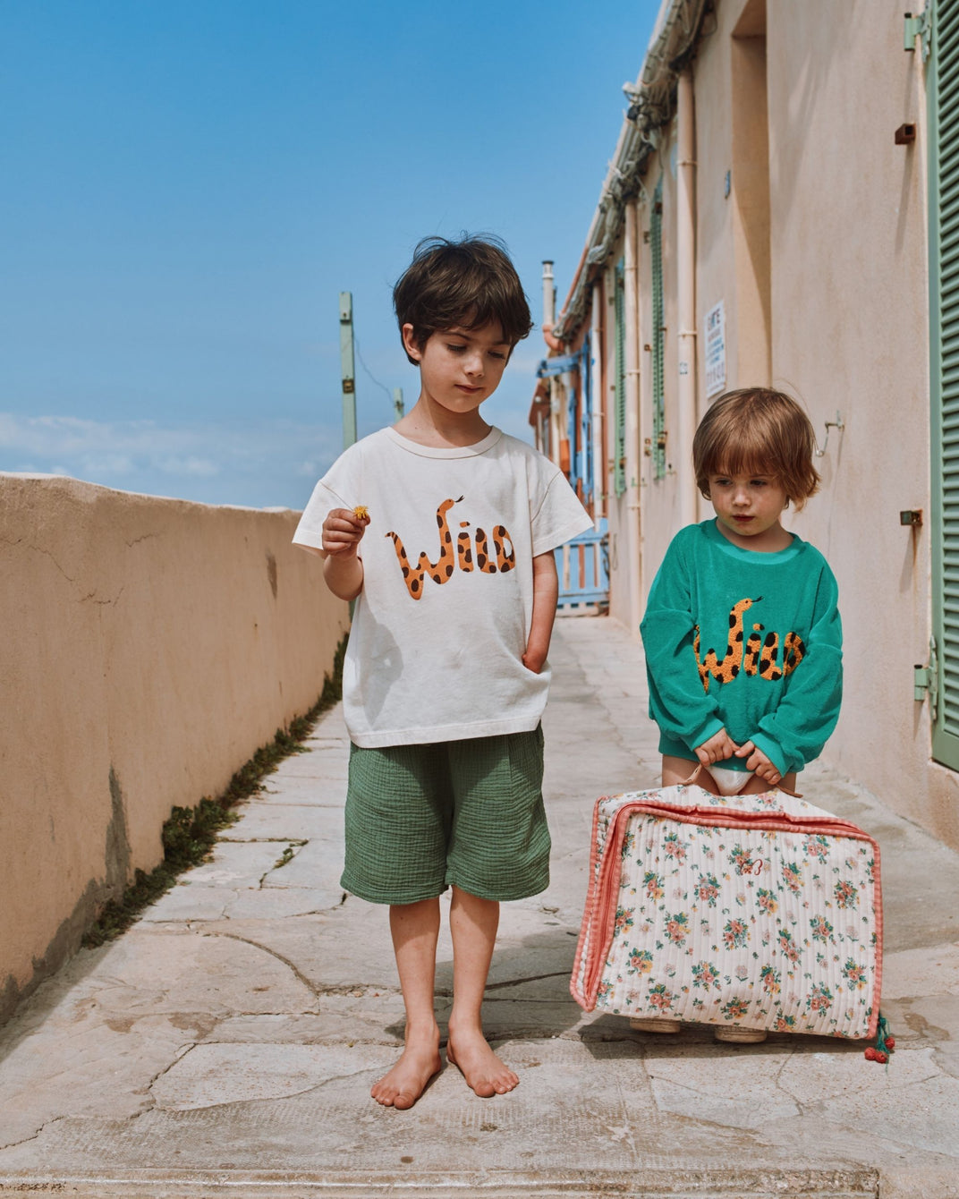 Dark green cotton gauze Bermuda shorts