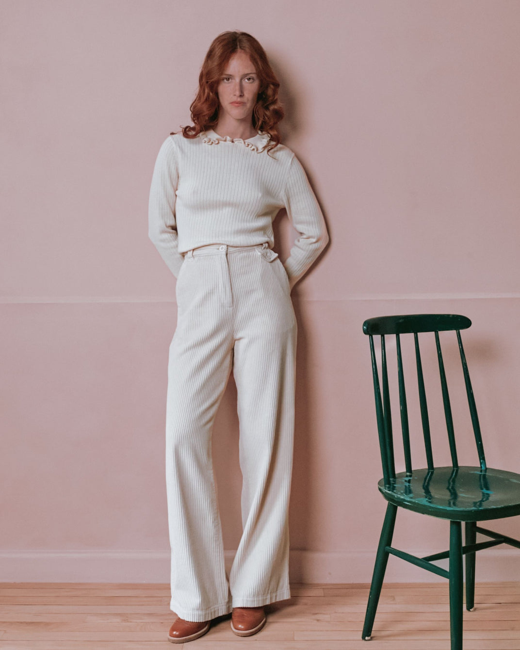 Pantalon - Velours cotelé crème