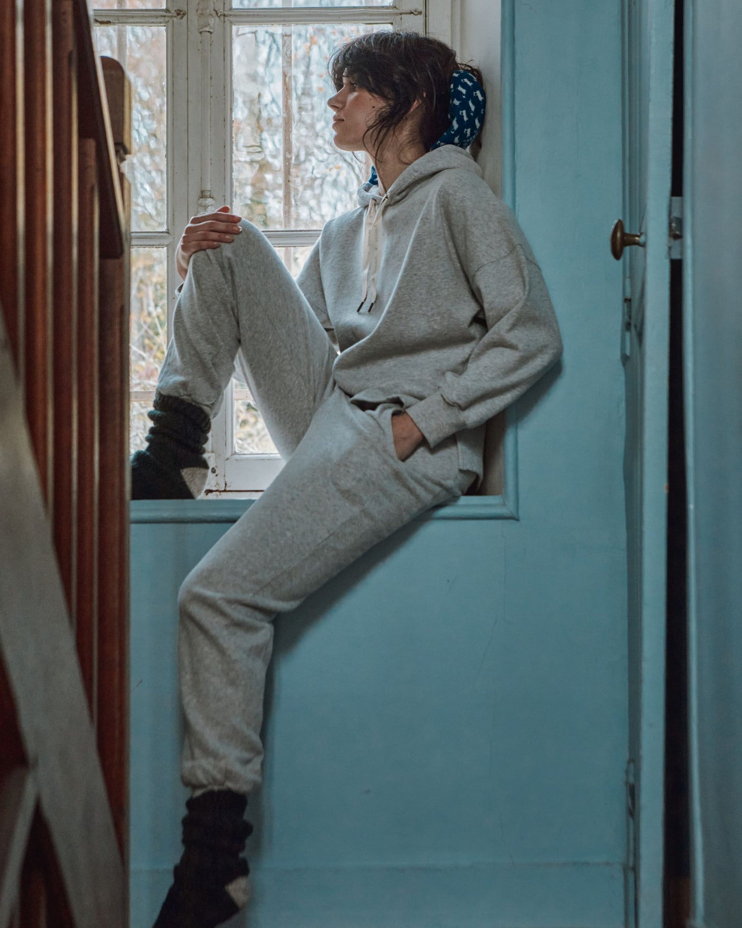 Jogging coton bio gris chiné