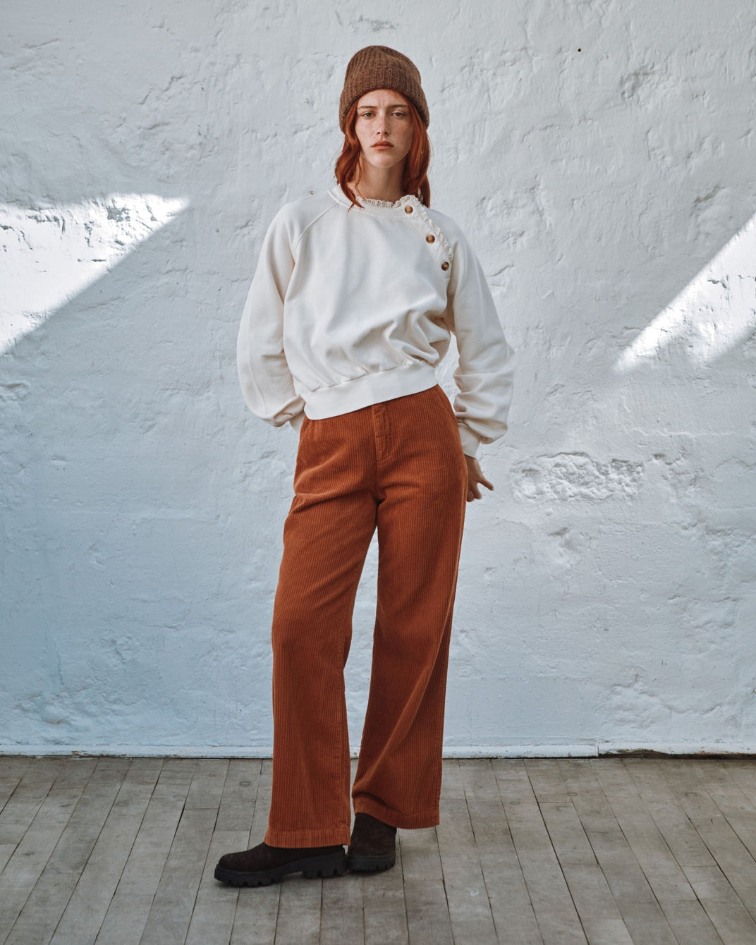 pecan velvet straight pants