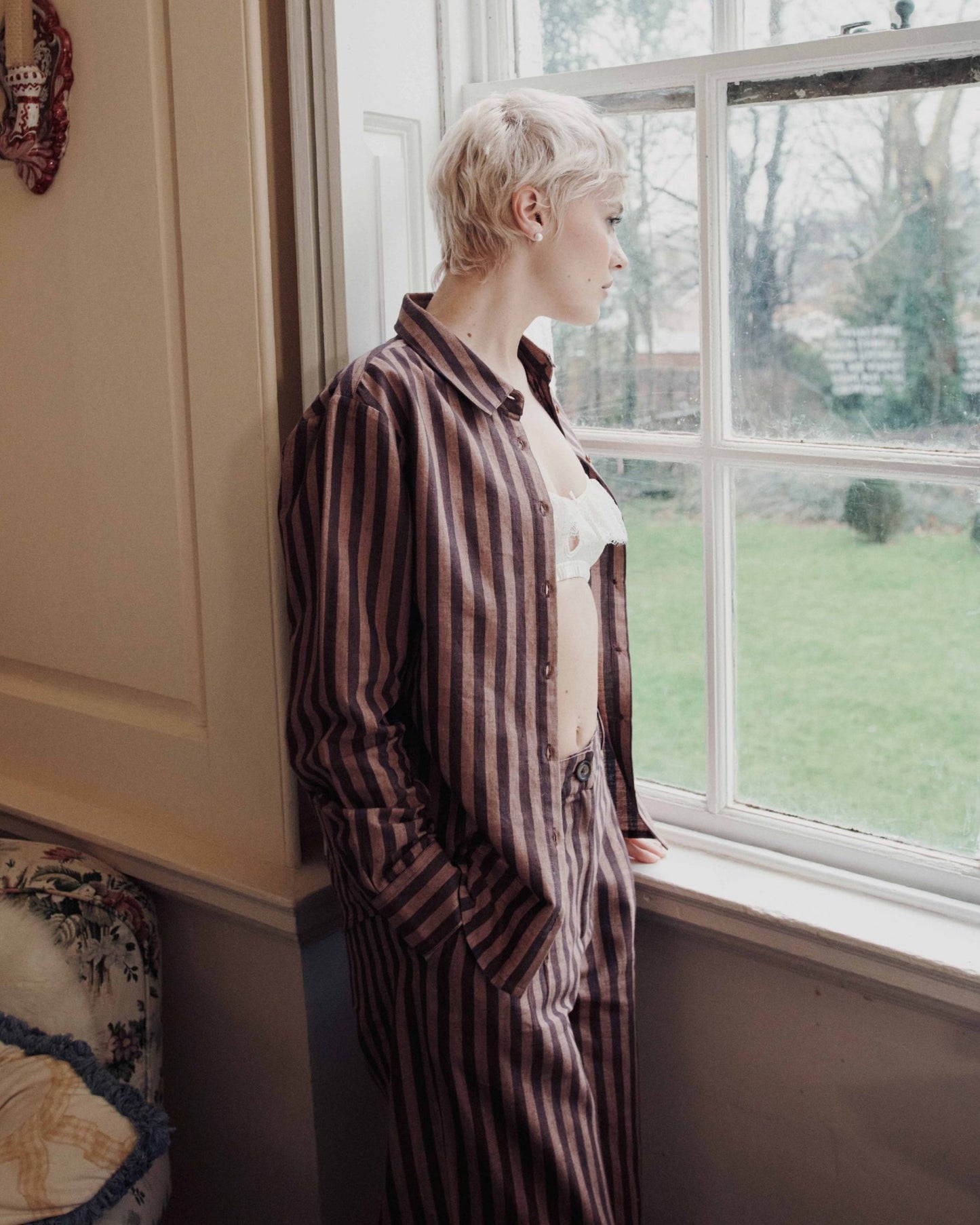 Chemise - Rayée khadi violine