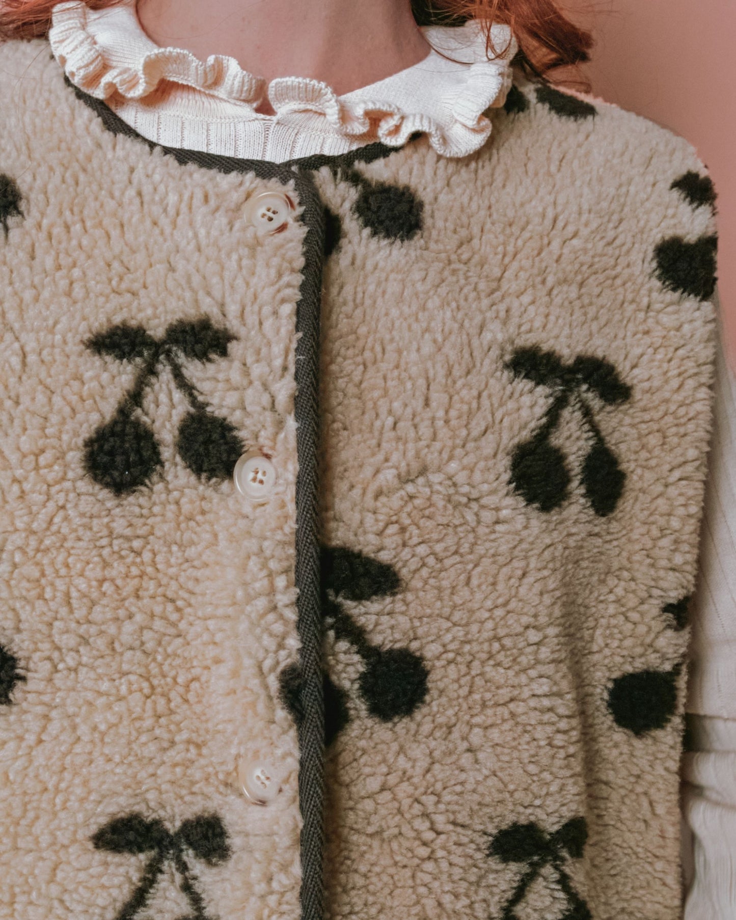 Veste sans manches - Moumoute cerises beige