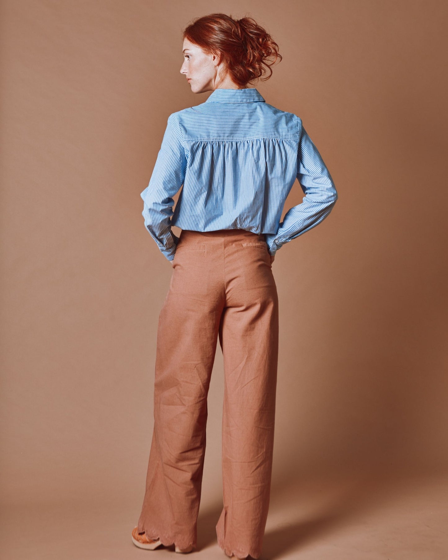 Pantalon - Broderie anglaise marron