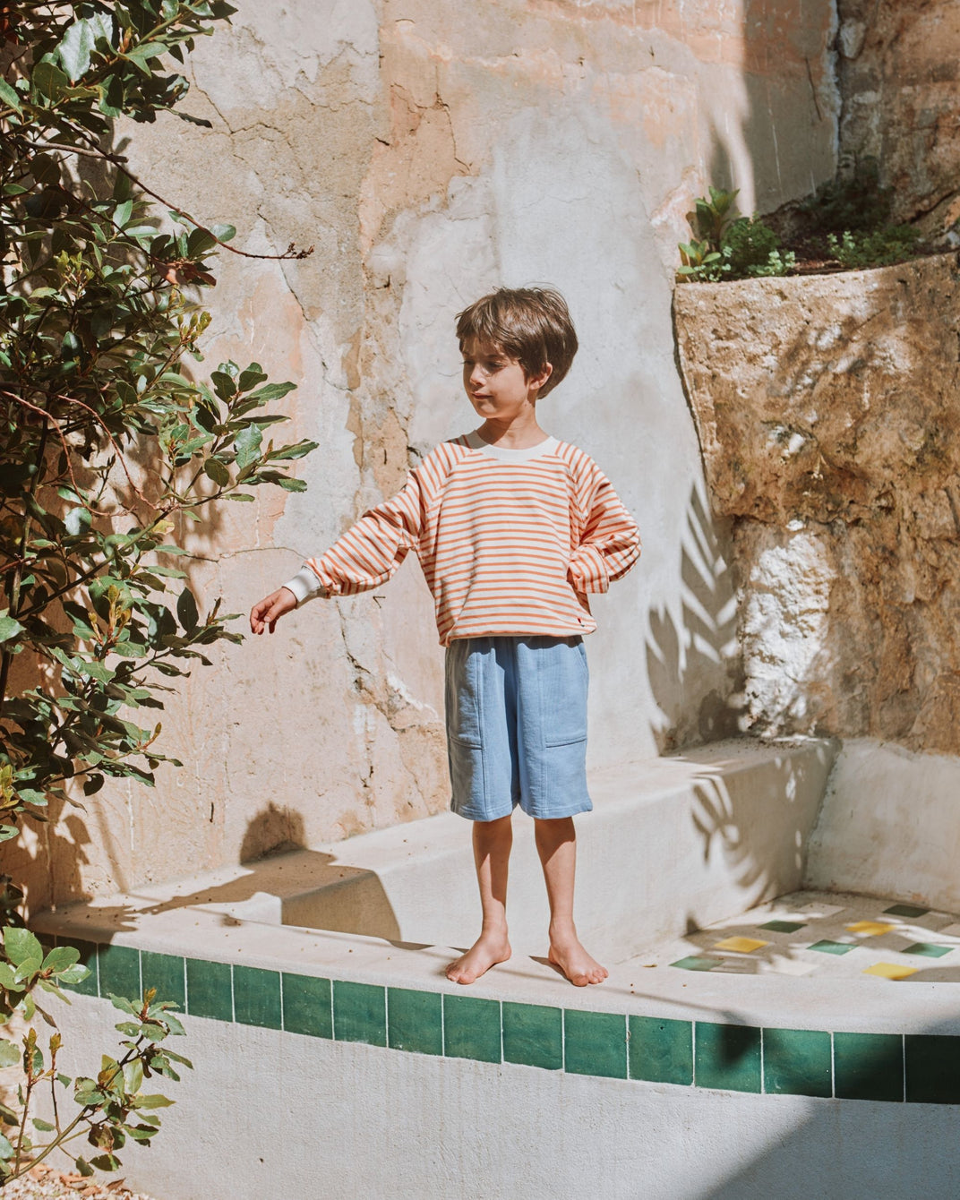 Organic cotton lavender Bermuda shorts