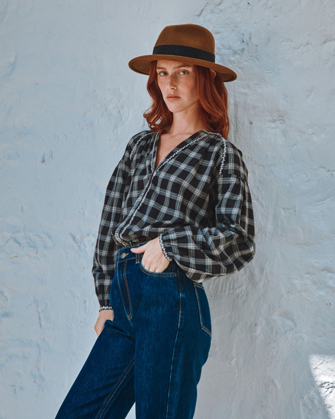soho plaid blouse