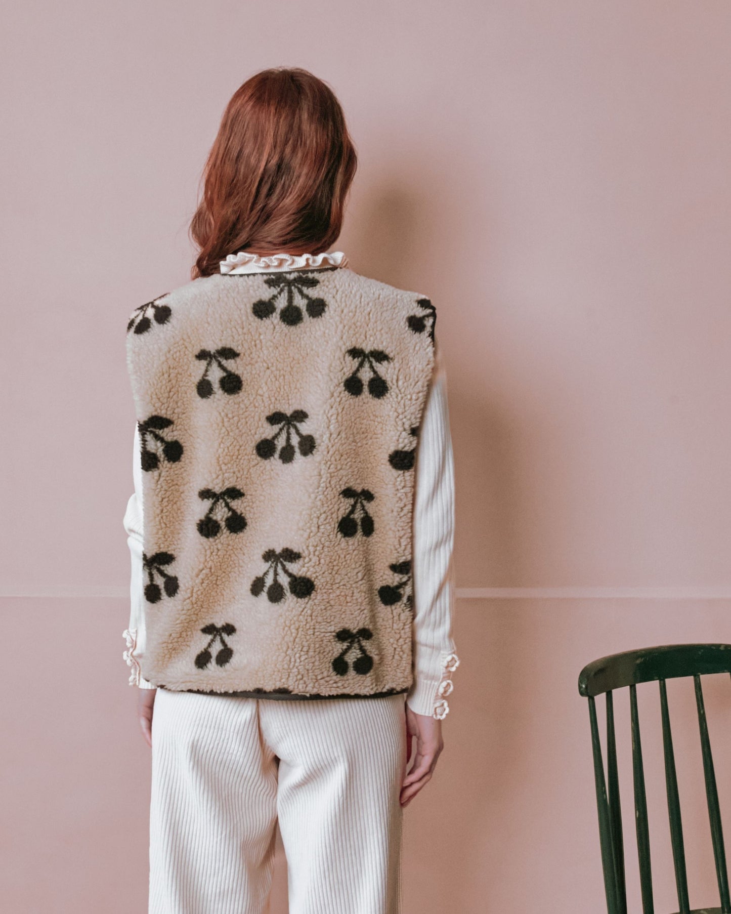 Veste sans manches - Moumoute cerises beige