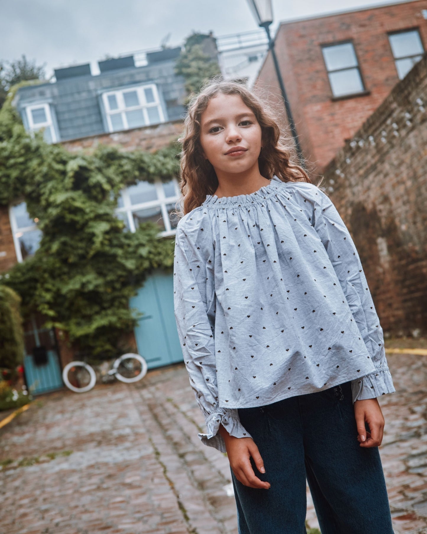 heart jacquard blouse