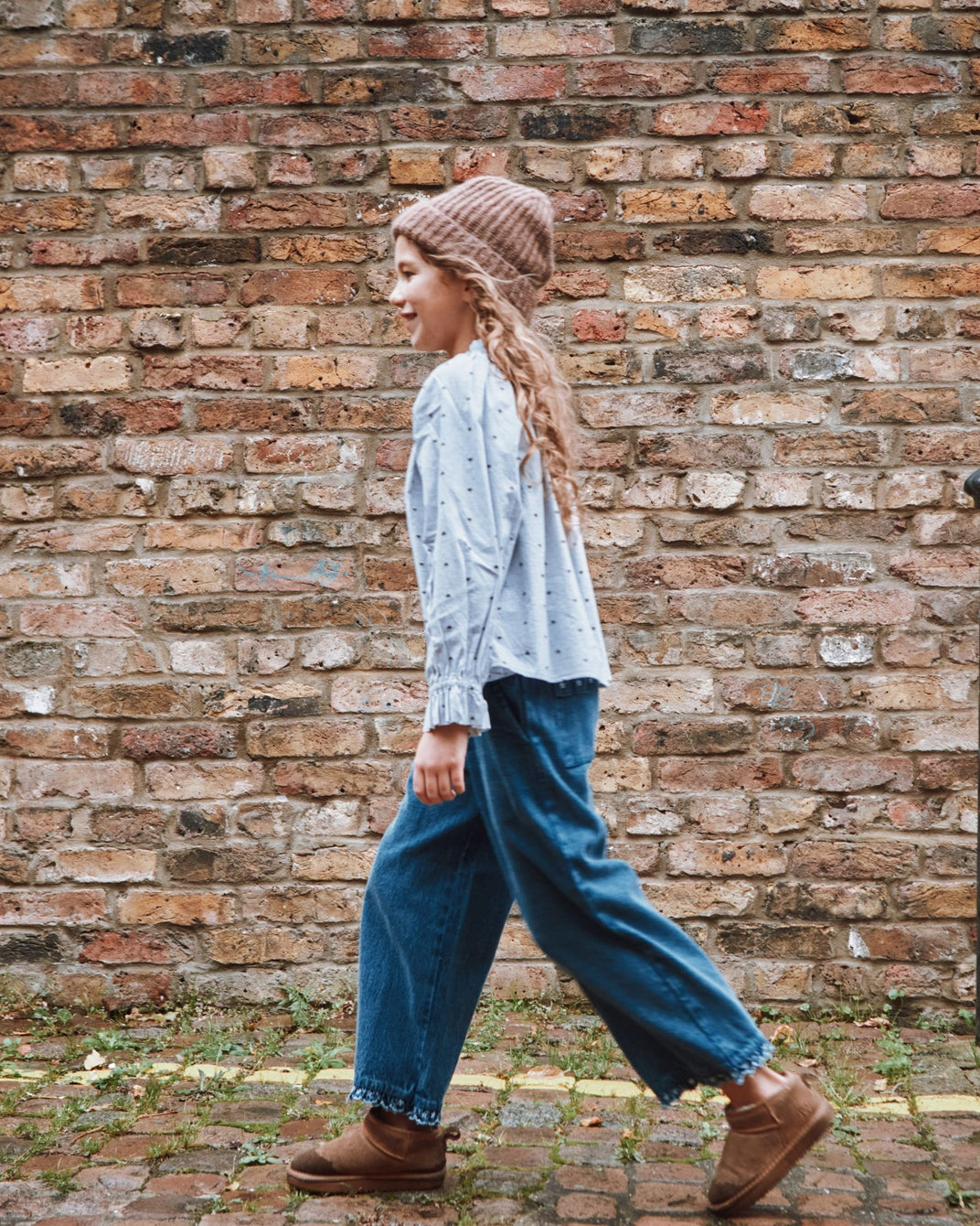 Pantalon à pont brodé denim