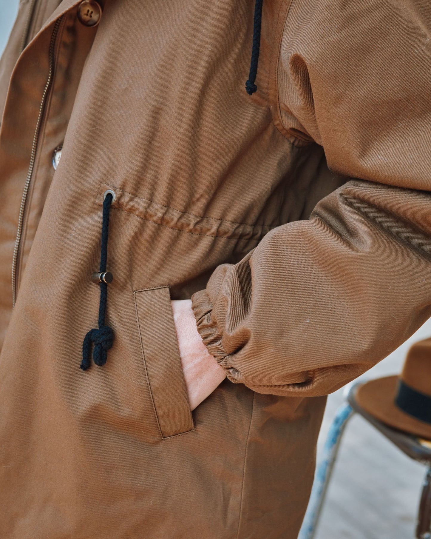 chestnut fleece-lined parka