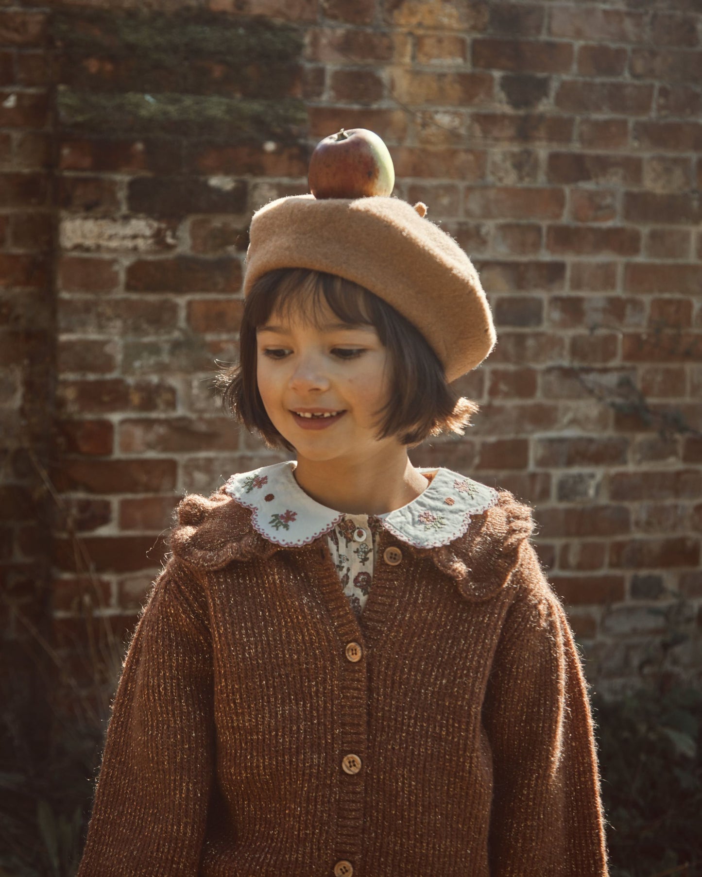 Blouse col brodé champêtre rose