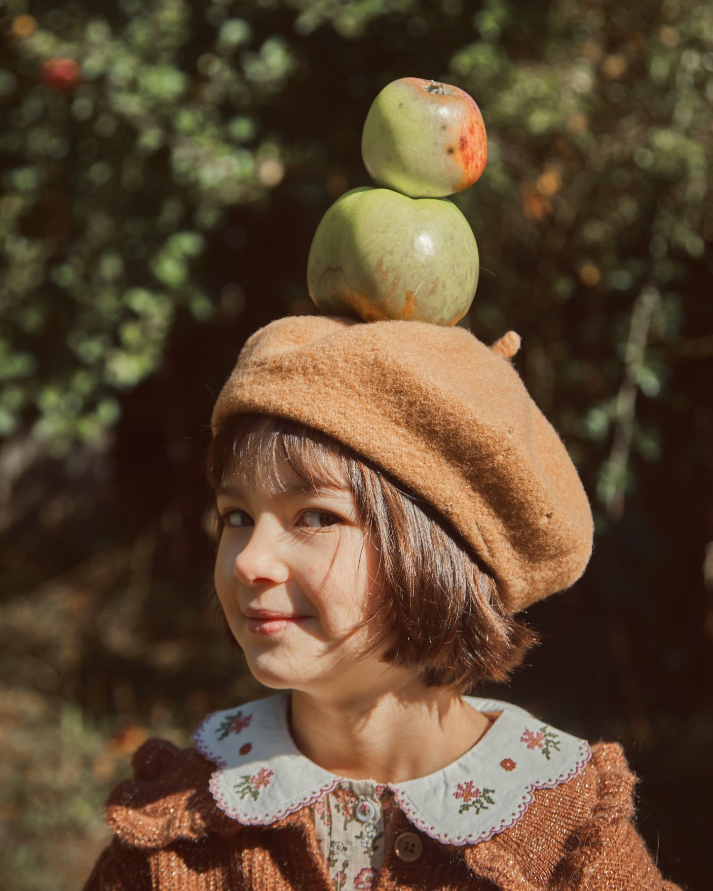 Blouse col brodé champêtre rose