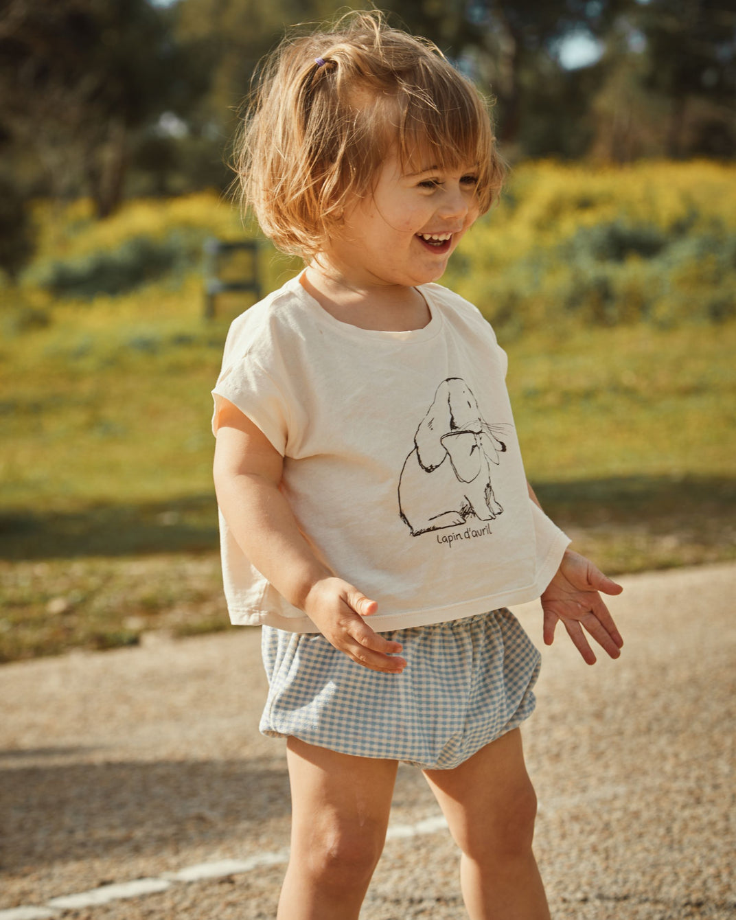 T-shirt coton bio lapin crème