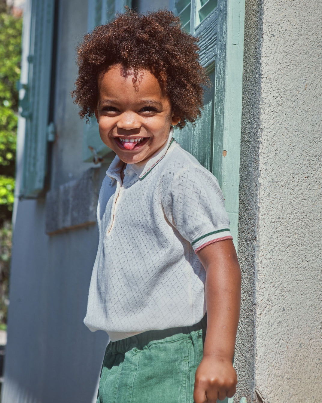 Polo pointelle modal crème