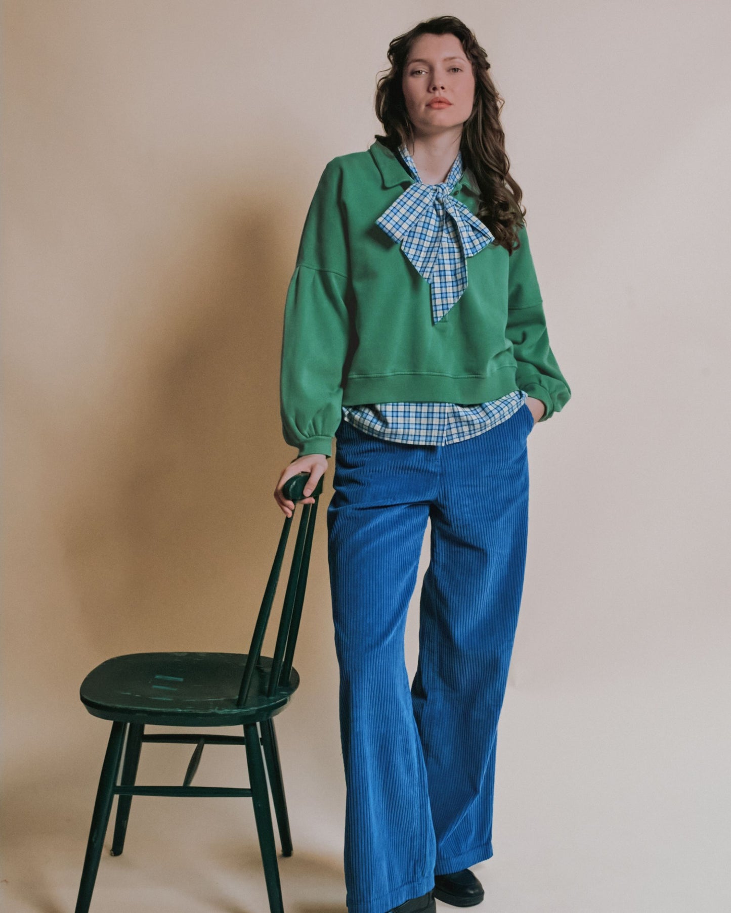 Sweat polo - Boutonné vert