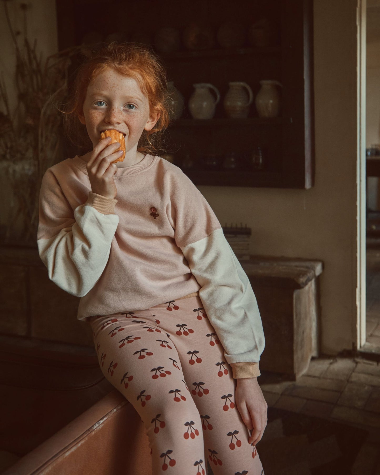 Sweat coton bio team tricolore poudre