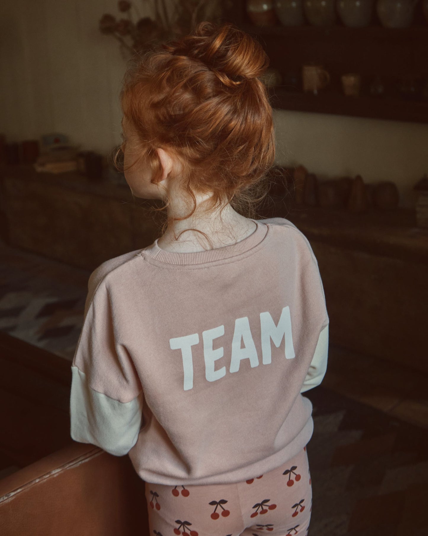 Sweat coton bio team tricolore poudre
