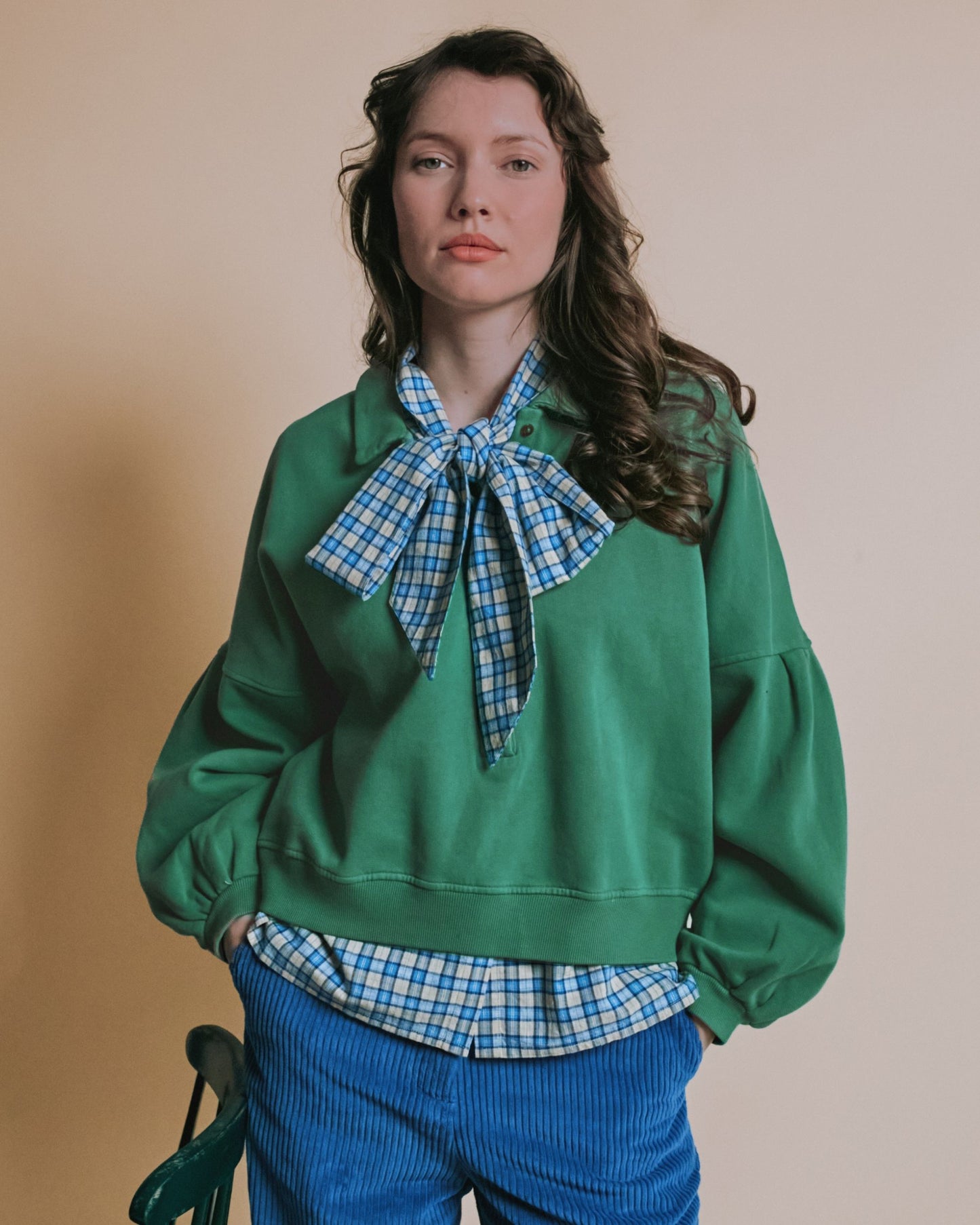 Sweat polo - Boutonné vert