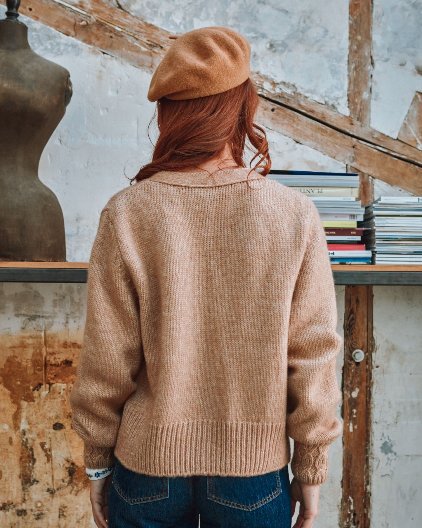 beige rib cardigan