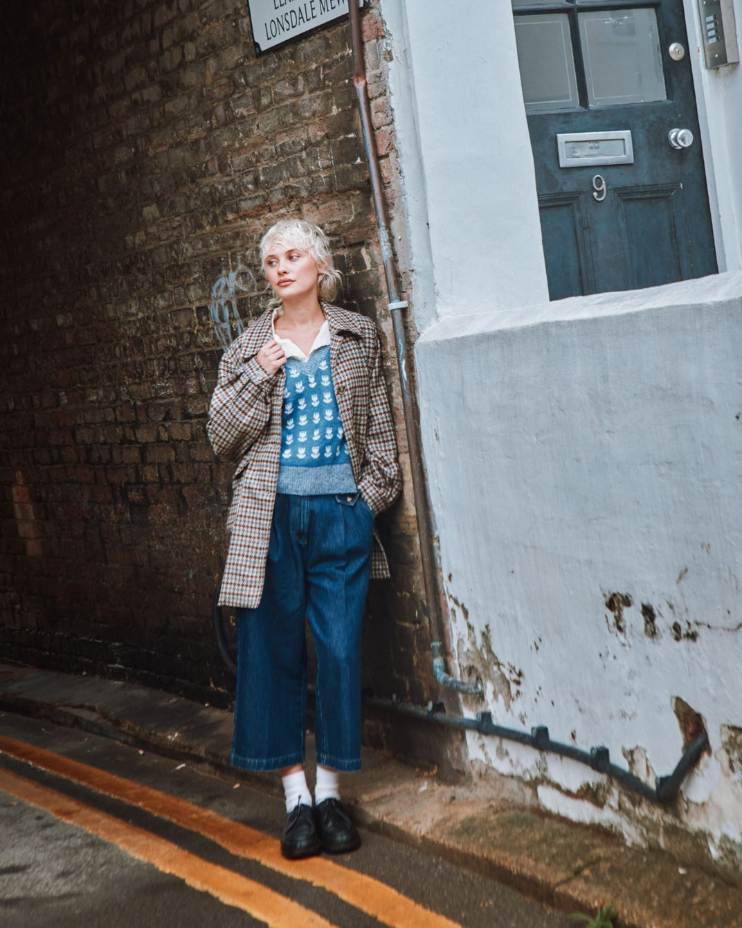 Pantalon 7/8 ème denim bleu