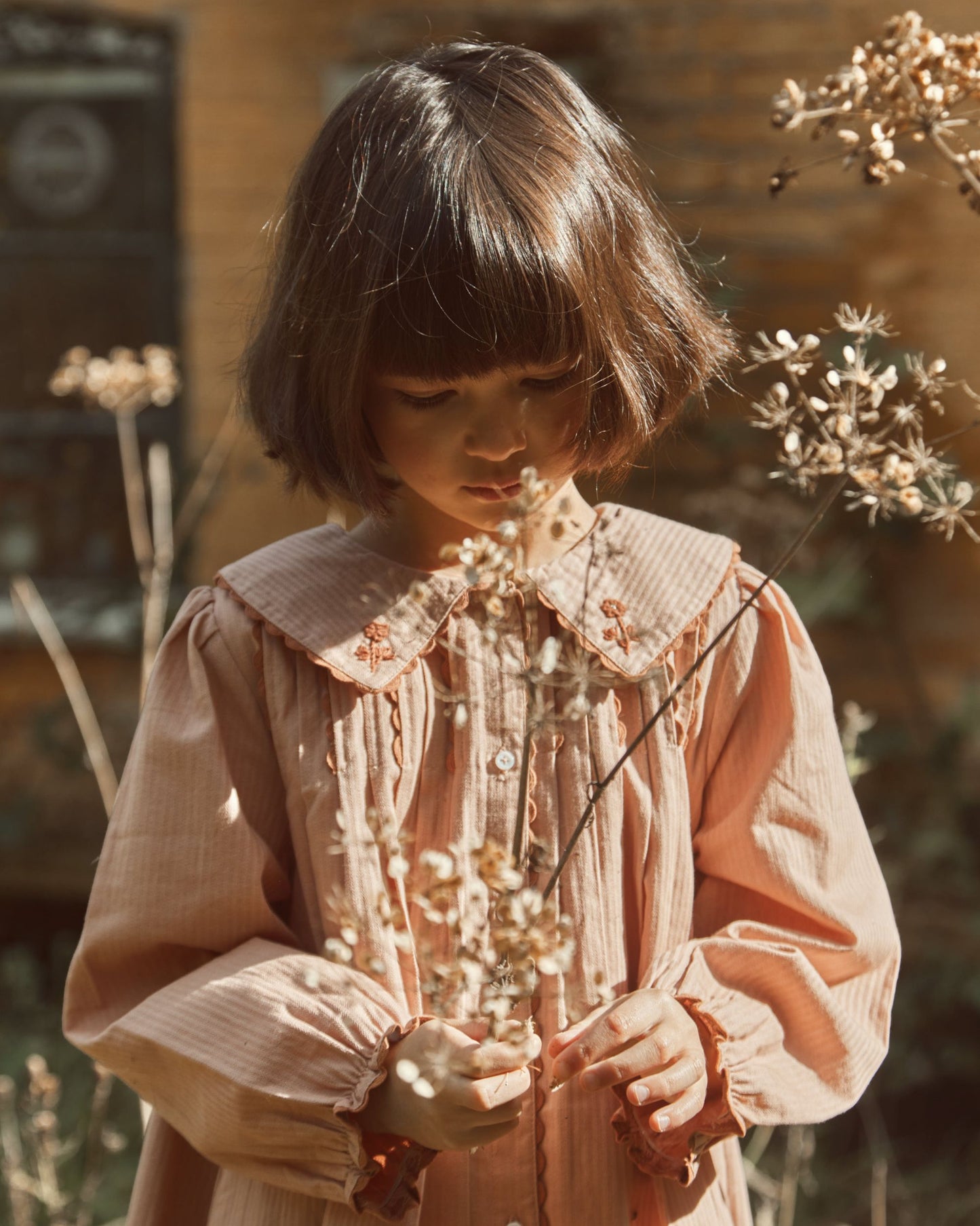 Robe vintage brodée poudre