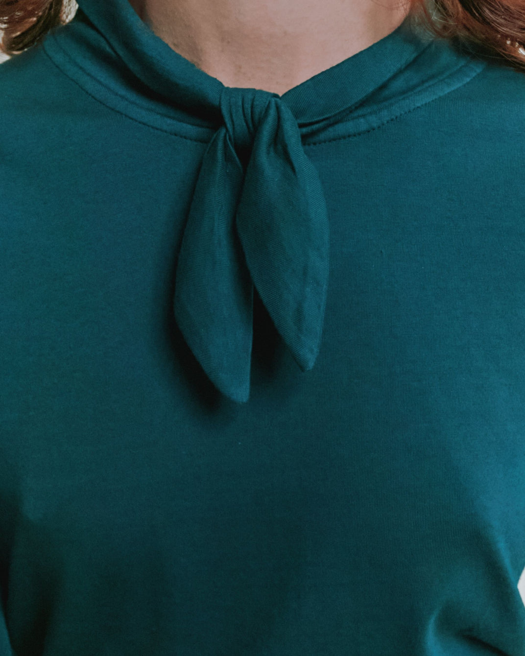 T-shirt manches longues - Col noué vert