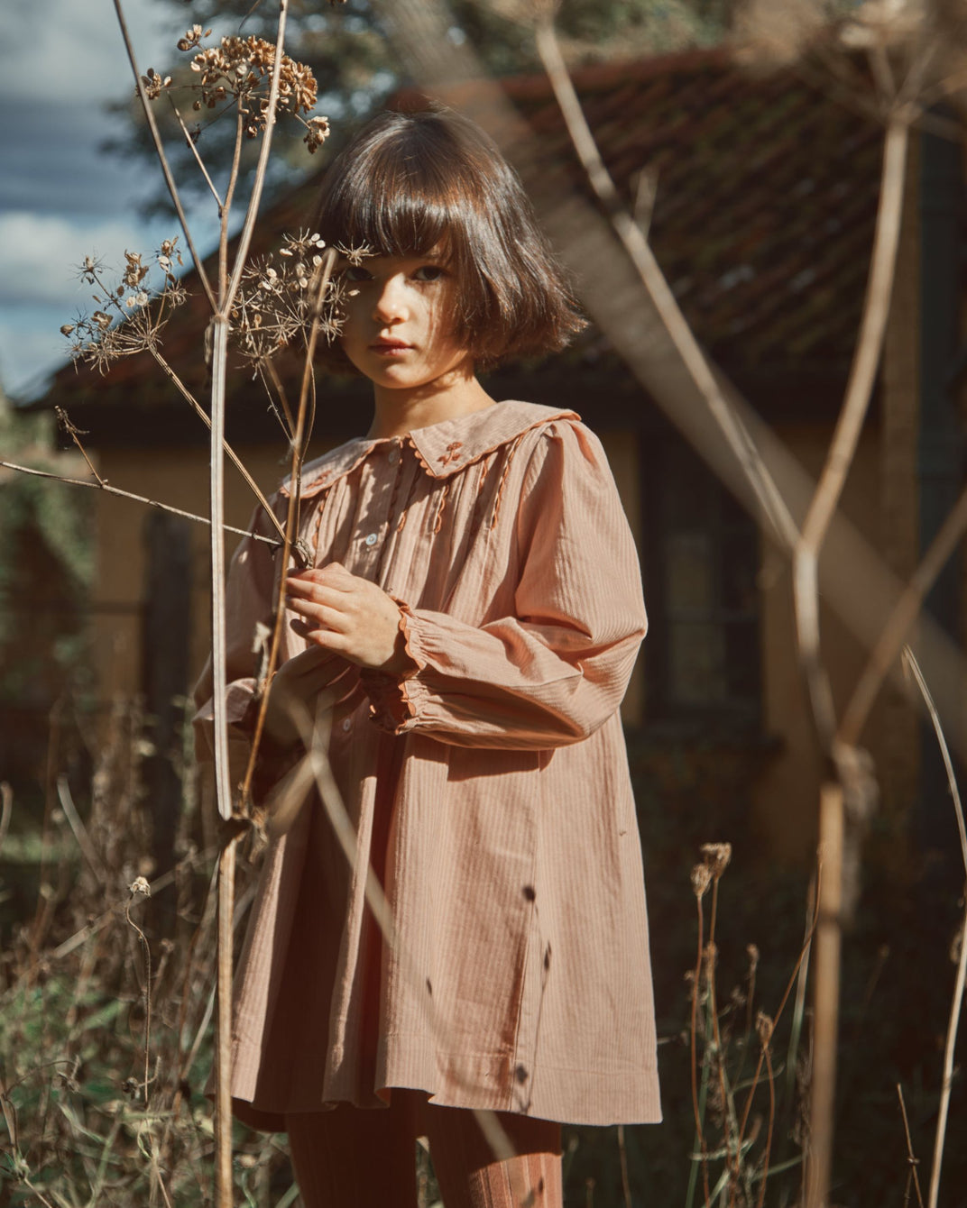 Robe vintage brodée poudre