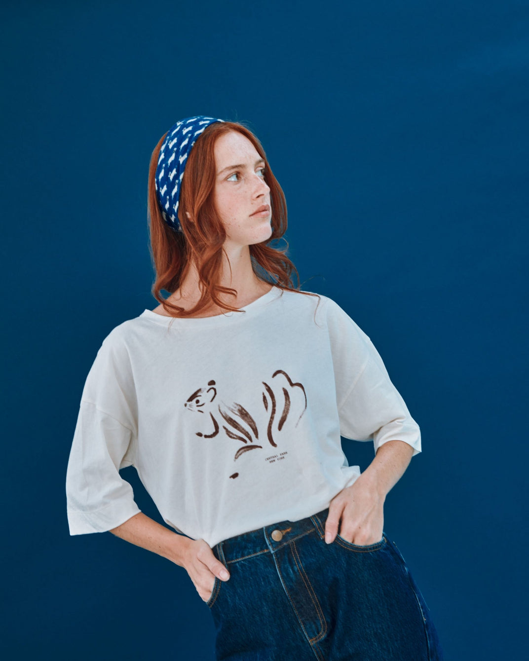 cream squirrel print t-shirt